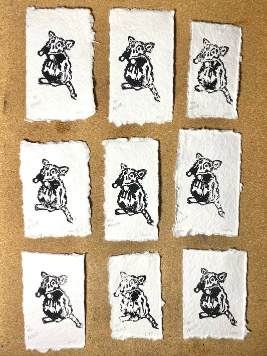 Mini Rat lino prints