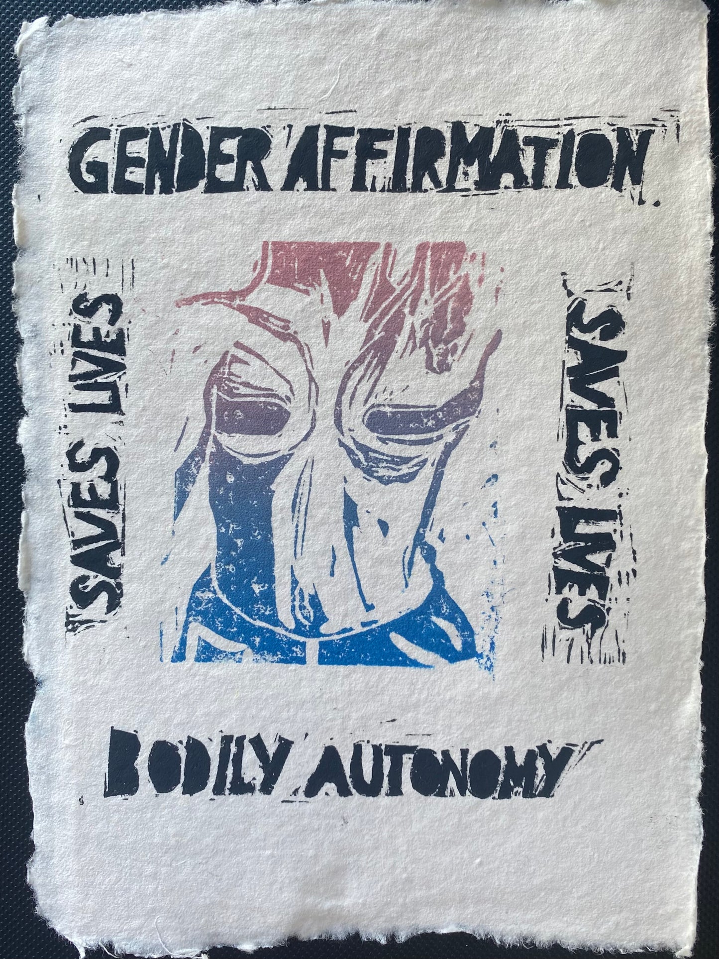 Trans Tape Cotton Paper Linoprint